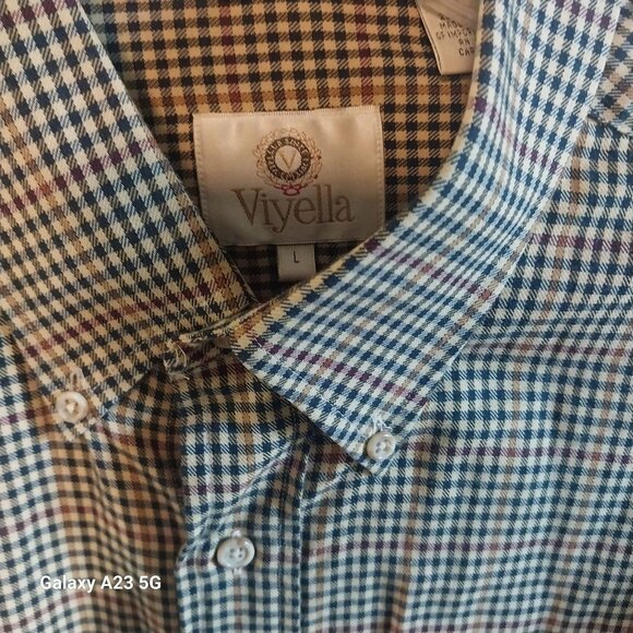 Viyella Mens Long Sleeve Checkered Shirt L Wool Blend Cozy Artsy Outdoor Cottage - Picture 3 of 7